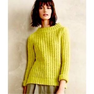 Anthropologie Field of Flowers womens lime green sweater. Size XS